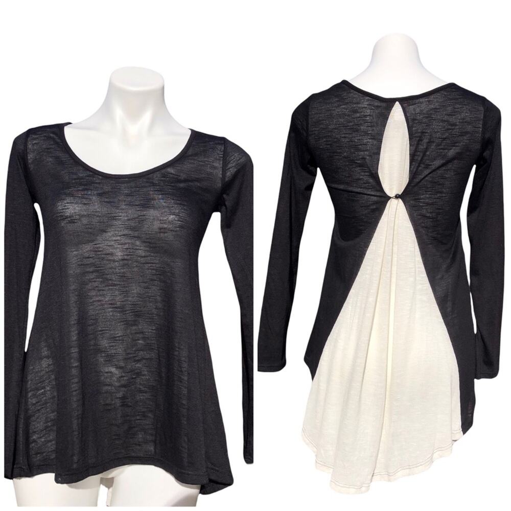 Pretty Young Thing hi lo color block semi sheer tunic sz medium